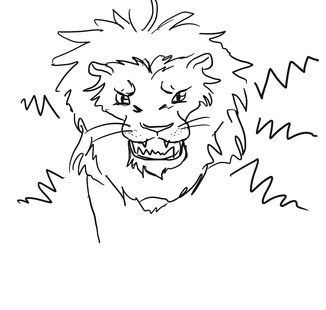 Growling, scary lion